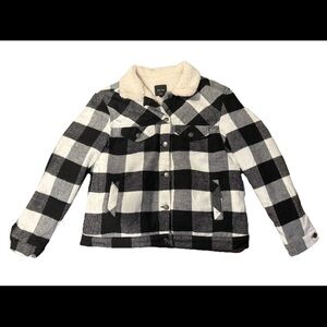 Love Tree Black and White Plaid Jean Jacket